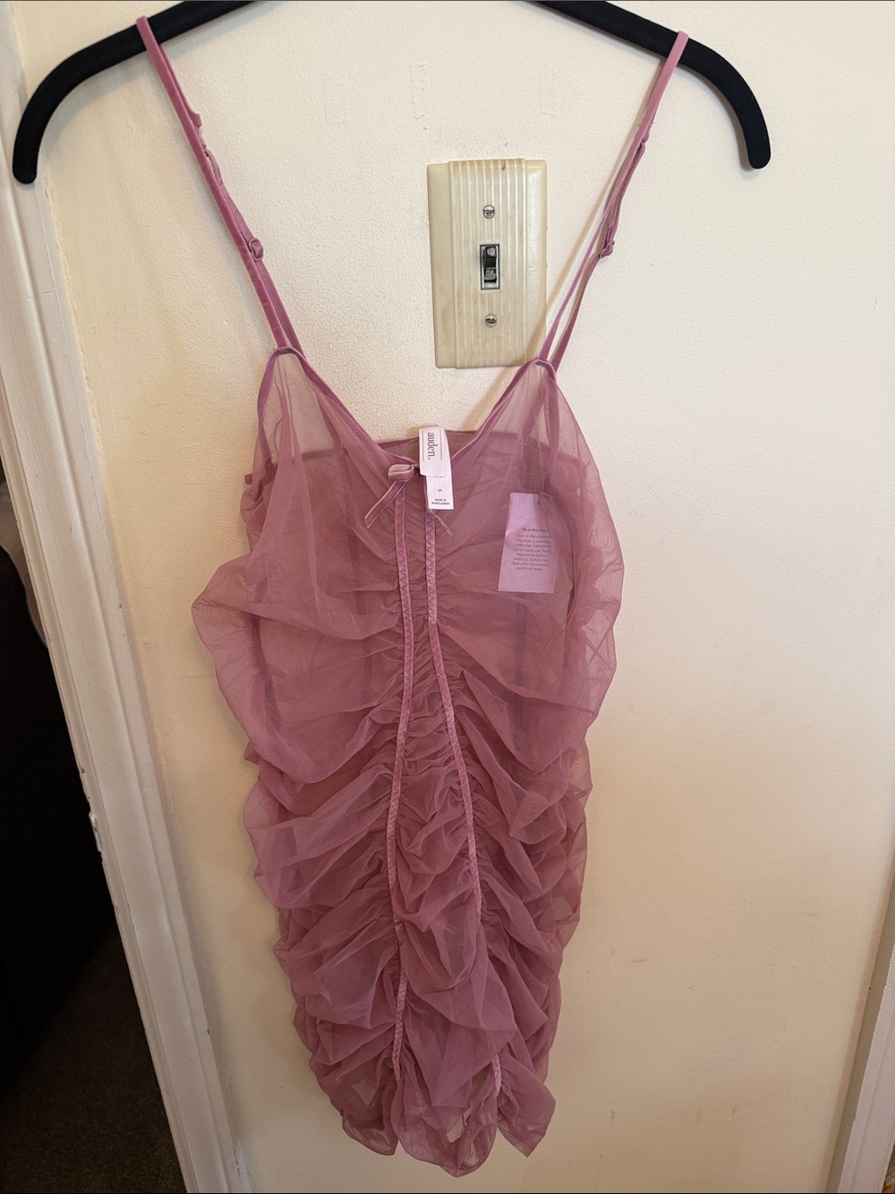 Auden Dusty Rose Ruffled Mesh Chemise